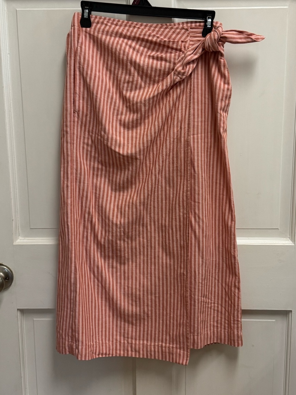 Universal Thread Coral Pink Striped Wrap Midi Skirt